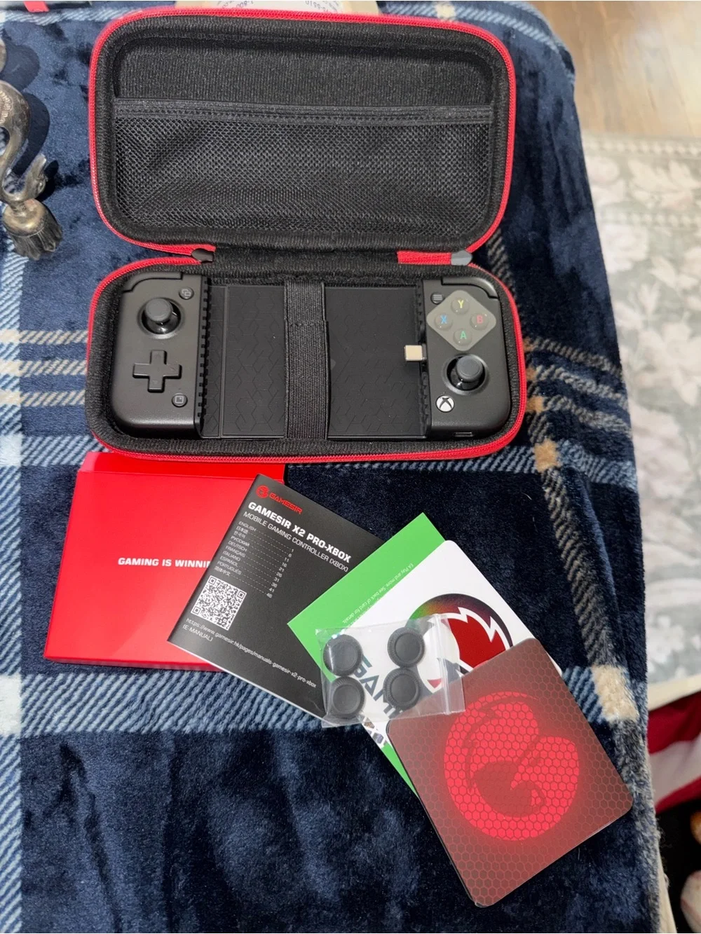 X2 Pro Mobile Gaming Controller with Black and Red Carry Case